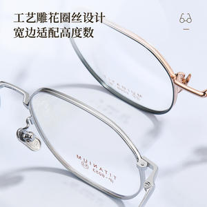 Montures de lunettes Danyang rectangulaires en titane pur, monture complète confortable unisexe 6053, verres acryliques, lignes hexagonales, octogones - Product Image 3