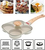Poêle à œufs carrée antiadhésive 4 compartiments avec couvercle en verre, compatible induction, pour tous types de cuisinières, ustensile de cuisine