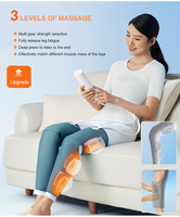 Masseur de jambes et de mollets sans fil OEM à compression d'air à 3 niveaux, chauffage multi-températures (45-65), design portable, 20 minutes de massage des jambes