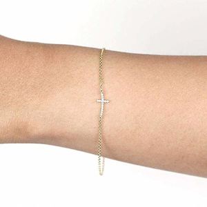 Gold Plated Handmade Chain <strong>Link</strong> Friendship Cross <strong>Bracelet</strong> - Product Image 2