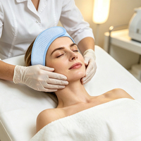 Bandeau de luxe en coton blanc gaufré pour spa, maquillage et soins du visage