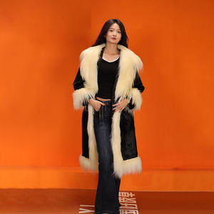 <span class=keywords><strong>Cappotto</strong></span> lungo in lana di astrakan <span class=keywords><strong>con</strong></span> scollo a V, caldo ed elegante, da donna - Product Image 3