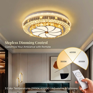 Nuova Illuminazione Moderna 2026: Lampada a Soffitto LED in Cristallo K9 con Telecomando +3CCT, AC 120W Ra95, Lussuosa per Soggiorno e Camera da Letto - Product Image 6