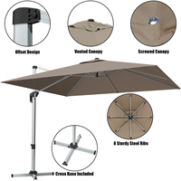 Lampu Taman Luar Ruangan Ovida Big Outdoor 10ft Ukuran Penuh, Mekanisme Tilt Offset Aluminium Alloy Manual, Lampu LED Tenaga Surya Warna Navy, Pengganti Lampu Patio