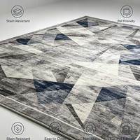 Geometrischer Dreieck-Rechteck-Teppich Grau Marineblau Distressed Abstrakter Teppich für Wohnzimmer Moderne Übergangsstil-Dekoration
