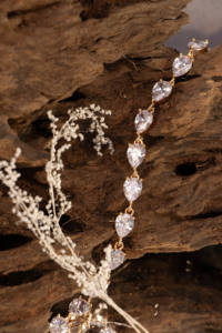 Golden Charm <b>Bracelets</b> with Pear Cut CZ Classic Fashionable Gift Accessories for Brides and Bridesmaids - Product Image 2