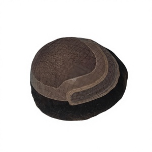 Black Style Capless <b>Wig</b> Cap Human Hair Toupee Swiss Lace Front 64 Net <b>Men</b> Hair Piece - Product Image 1
