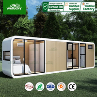 WELLUCKY Apple Cabin, bâtiment préfabriqué modulaire de 40 pieds avec terrasse pour jardin, maison d'hôtes, complexe hôtelier, cabane extérieure