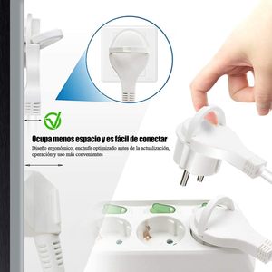 Regleta Alargador con 5 Enchufes, Interrupteur Plano, Câble 1.5M Clavija Plana, para el hogar, Oficina y Viajes, 16A, 250V, 3680W - Product Image 3