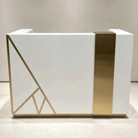 Comptoir de réception en MDF décoré d'or blanc avec tiroirs, imperméable, taille personnalisée, comptoir pour hôtel/bureau/restaurant