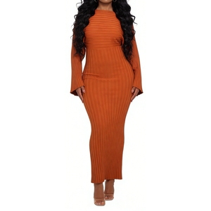 ชุดเดรสแฟชั่นผู้หญิงแขนยาวสีพื้นทรงเข้ารูปสำหรับฤดูหนาว - Product Image 1