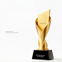 Trofeo Conmemorativo Personalizado de Alta Gama para Empresas, Trofeo de Resina Chapado en Oro para Premiar a Empleados Destacados