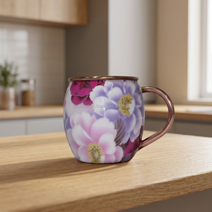 Moscow Mule <b>Mug</b> 100% Copper Pure Copper <b>Mug</b> High Quality Travel <b>Mug</b>, Digital Printed <b>Mug</b> , Flower Design Printed - Product Image 3