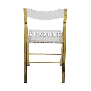 بيع بالجملة تصميم جديد إطار ذهبي وفضي كراسي أكريليك قابلة للطي شفافة لتناول الطعام - Product Image 5