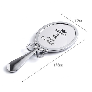 Customized Oval Metal Mirror Foldable Desktop Mirror Handheld Mirror Customizable Logo With PU <b>Pouch</b> - Product Image 3