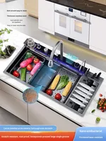 Évier de cuisine intelligent en acier inoxydable avec affichage numérique LED, multifonction, cascade moderne, nouvelle édition 2026