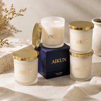 AIKUN Bougie parfumée en verre personnalisée de forme unique minimaliste pour l'aromathérapie, marque privée, pour la méditation