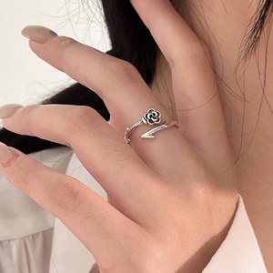 Silver Ruitai S925 Sterling Silver Vintage Rose <b>Open</b> <b>Ring</b> For Women Adjustable Opening Everyday Wear Jewelry - Product Image 1