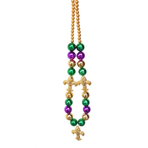 Haute Qualité Fleur-de-luce Or Violet Vert Perles Collier Personnalisé Mardi Gras Nouvelle-<span class=keywords><strong>Orléans</strong></span> Perles Collier - Product Image 1