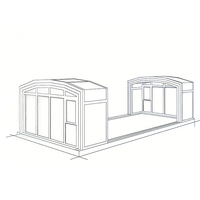 Serre préfabriquée en polycarbonate, design moderne, toutes saisons, avec isolation en aluminium, toit plat pour cour intérieure