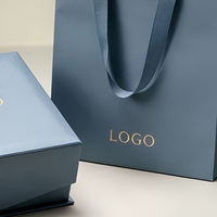 Vente flash - Boîte cadeau de luxe avec fermeture magnétique bleue personnalisée avec logo, emballage avec sac en papier
