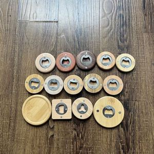 En gros, tire-bouchons en bois vierges personnalisables, ouvre-bouteilles en bois, sous-verres, ouvre-bouteilles aimantés en bambou naturel pour réfrigérateur - Product Image 5