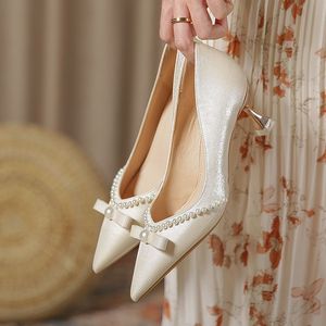 Factory Wholesale <b>Pumps</b> Latest Design Bowknot Elegant Women Lady Low Heels Shoes - Product Image 3