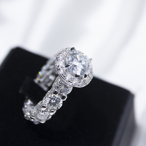 पूरी तरह से आइस्सानाइट डायमंड s925 स्टर्लिंग सिल्वर मोइससानाइट रिंग लक्जरी पास डायमंड टेस्टर कस्टम फैशन रिंग - Product Image 3