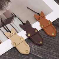 Marque-page en cuir PU en forme de chat pour l'école, avec porte-stylo, vente en gros