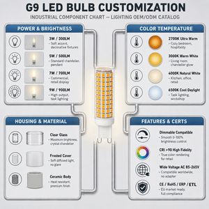 120V/220V 6.5W G9 LED <b>Bulb</b> SMD2835 360° No Flicker Dimmable 2700K-6000K High Lumen Halogen Replacement for Crystal Chandelier Ho - Product Image 2