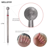 WELLSTRY Embouts de polissage professionnels pour manucure et pédicure, forme de boule en diamant, 3/32'', boîte d'embouts pour ongles, usage adulte