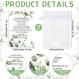 Pafu Gepersonaliseerde Transparante Bruiloft Souvenirs Cadeaus met Kaartje en Organza Zakje 50 Sets Glazen Bruiloft Aandenkens voor Gasten - Product Image 3