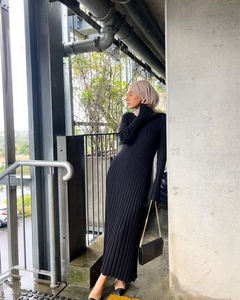 GX5513 autunno inverno <span class=keywords><strong>maglia</strong></span> Maxi vestito donna elegante Sexy partito sera maglione pieghettato manica lunga abiti aderenti - Product Image 5