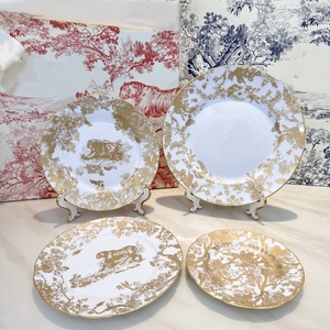 Factory Wholesale Modern Luxury Golden Pattern Bone China <b>Dinnerware</b> Set Ceramic Charger Platelate - Product Image 2