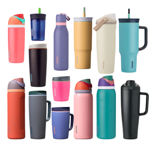 Bouteille d'eau isotherme en gros avec couvercle rabattable, gourde de sport réutilisable avec poignée et couvercle à paille, gobelet personnalisé pour enfants, tasse à café - Product Image 1