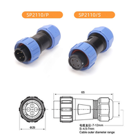 Prise d'Aviation Étanche IP68 EKYK OEM SP2111/S12, Connecteur Mâle/Femelle en Cuivre Plaqué Or 12V 25A pour Éclairage LED Extérieur