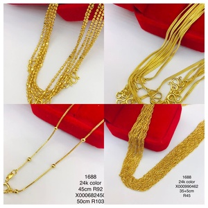 Gioielli Xuping all'Ingrosso Dubai Placcati <span class=keywords><strong>Oro</strong></span> 24k Collana a Catena Sottile con Perle Cubane per Donna - Product Image 1