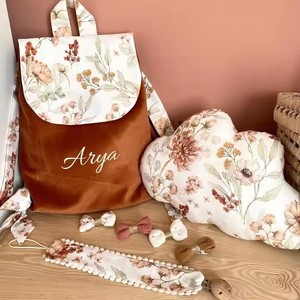 Borsa da viaggio portatile da <span class=keywords><strong>donna</strong></span> per uscire all'ingrosso di velluto a coste marrone e <span class=keywords><strong>bianco</strong></span> con giunzione alla moda zaino da <span class=keywords><strong>donna</strong></span> - Product Image 2