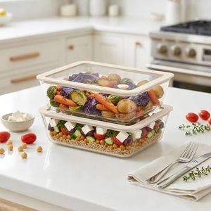 Paquete de 3 Recipientes de Vidrio de Alta Calidad para Preparación de Comidas con Tapas Herméticas, Aptos para Calentar, para Cualquier Ocasión, para Almacenamiento en la Cocina - Product Image 5