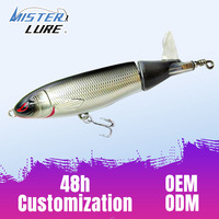 MISTER LURE 95mm 11.7g Leurre de pêche flottant à queue rotative pour la pêche en surface, Leurre à hélice flottant, Whopper Plopper, Leurre dur type crayon