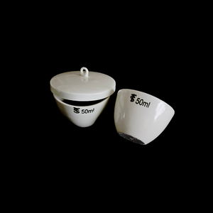 <span class=keywords><strong>Creuset</strong></span> en porcelaine de laboratoire 50 ml avec couvercle, en céramique émaillée à fond rond, résistant aux hautes températures, pour l'incinération et l'allumage - Product Image 1