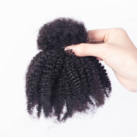Extensions de cheveux humains vierges brésiliens Aafro Kinky Curly 4B 4C 12A Grade, noir naturel, en vrac, dreadlocks, stock, fermeture en dentelle