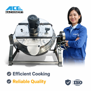 Chaudière à double enveloppe en acier inoxydable de 300 litres pour la cuisson de purée de pommes de terre, chauffage à la vapeur, avec agitateur - Product Image 3