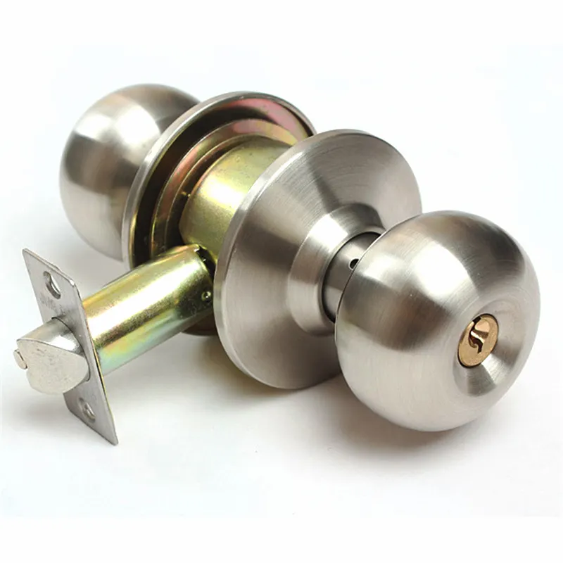 Durable Brushed Metal Stainless Steel Spherical Knob Lockset Door Cylinder Lock