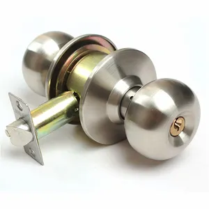 Serratura a cilindro per porta con serratura a manopola sferica in acciaio inossidabile durevole in metallo spazzolato