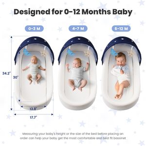 Nid d'ange portable pour nouveau-né avec baldaquin et moustiquaire - Support de jeu pliable léger pour nouveau-né et coussin avec housse lavable - Product Image 2