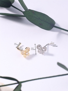 Clous de nez en forme de L, anneaux à motif papillon pour femmes et filles, or, argent, mignon, clous de nez en CZ, piercing de nez 20G, bijoux en gros - Product Image 5