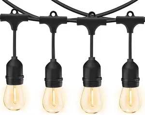 Popüler kullanışlı bağlantı kaliteli LED festoon aydınlatma vintage veranda küre 48ft açık dize ışık ile 24 x e26