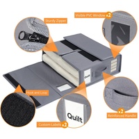 Lot de 4 boîtes de rangement pliables pour draps de lit, avec fenêtre et espace pour étiquettes, conteneur gain de place avec fermeture éclair