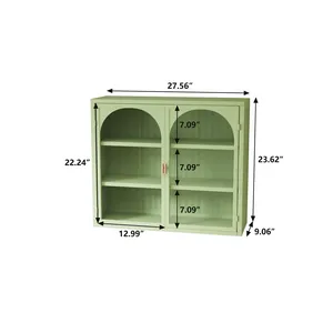 Armoire murale moderne à deux portes avec portes en verre, unité de <span class=keywords><strong>rangement</strong></span> à trois niveaux pour la cuisine - Product Image 5
